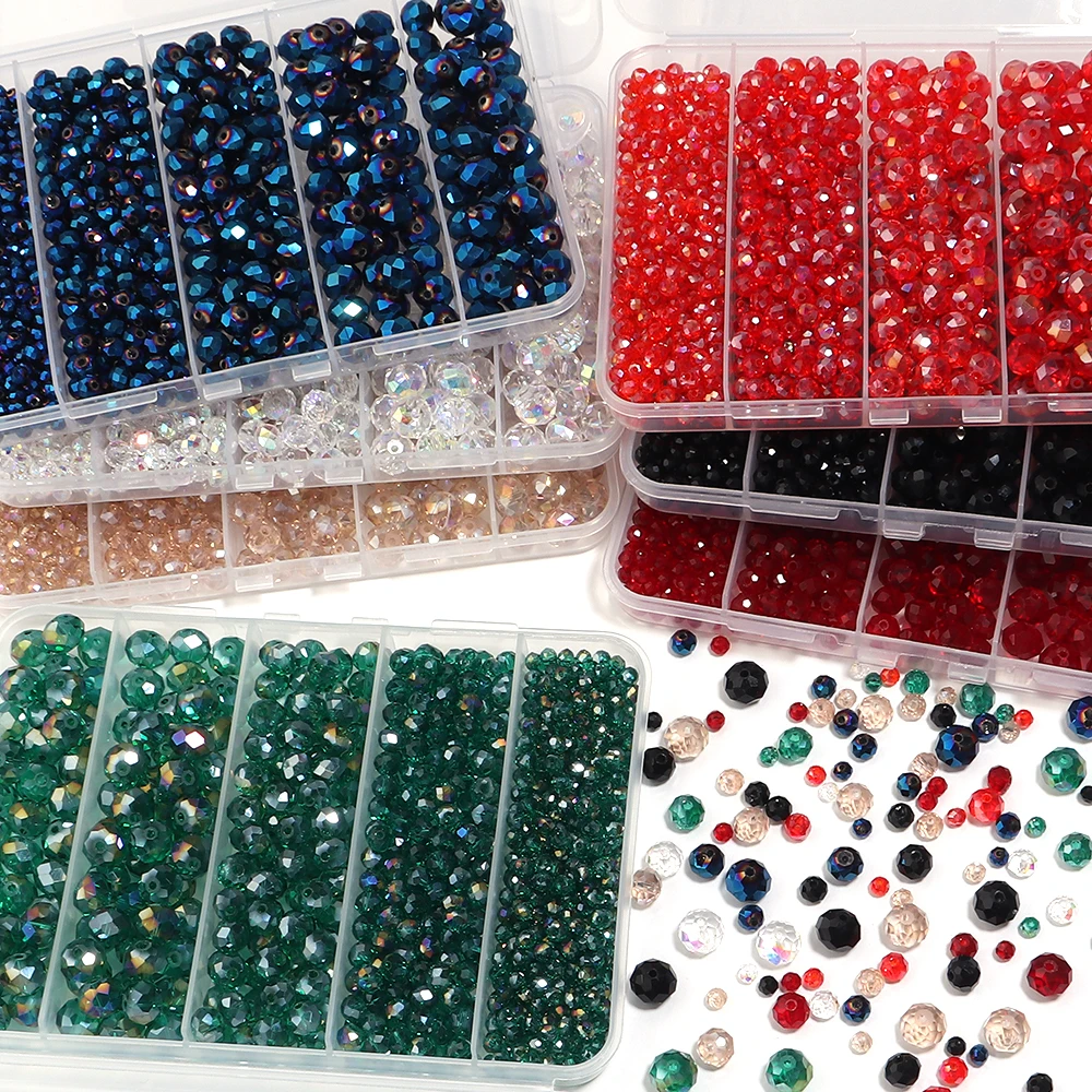 1 Box 4 6 8 10mm Kristallperlen-Box, mehrseitiges, unregelmäßiges Glasperlen-Set, 5-Fächer-Loose Spacer Kit für Schmuckherstellung, DIY-Armband – Detail 5