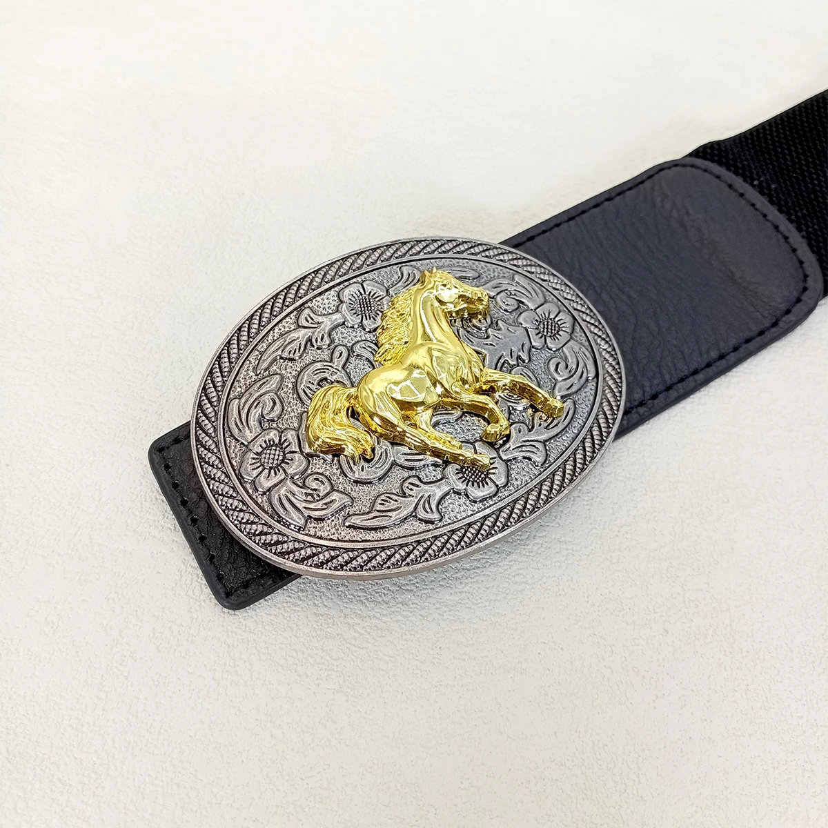 أزياء المرأة السيدات الذهب الثور مشبك واسعة تمتد مطاطا مشد الخصر حزام الشتاء فستان الديكور هدية للنساء