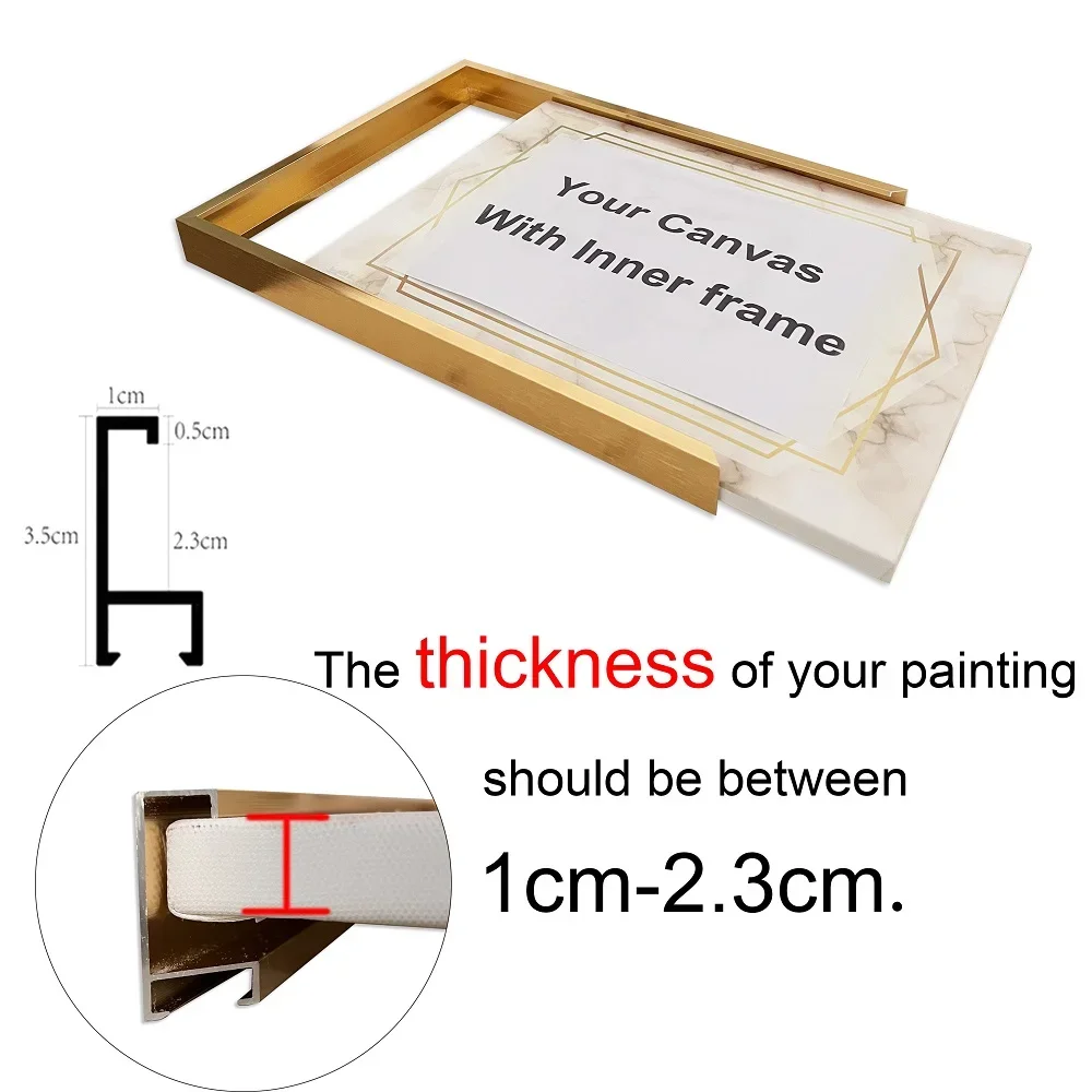 Aluminum Alloy Canvas Narrow Edge Simple Metal Mural Oil Painting Frame 9 Colors Can Be Customized in Large Sizes
