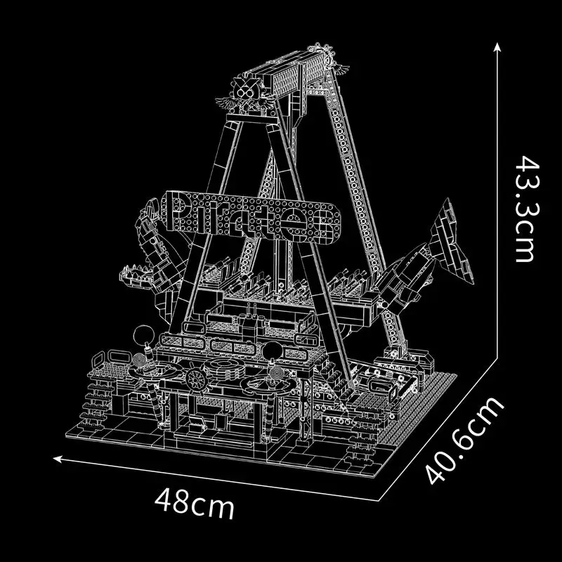 Mold King 11017 Pretpark Speelgoed De Gemotoriseerde Haai Piratenschip 1922 Stuks Bouwsteen Montage Schip Baksteen Set Kids gift
