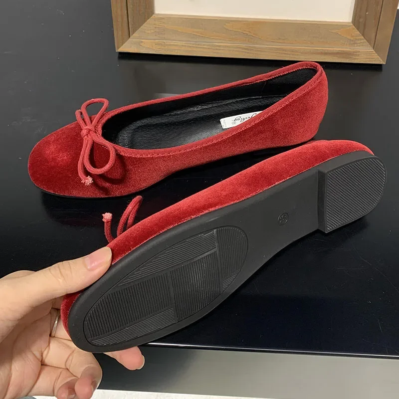 2025 Fashion Silk Women Ballet Flats Shoes Footwear Designer Shallow Female Round Toe Butterfly-Knot Ladies Flats Slides Shoes