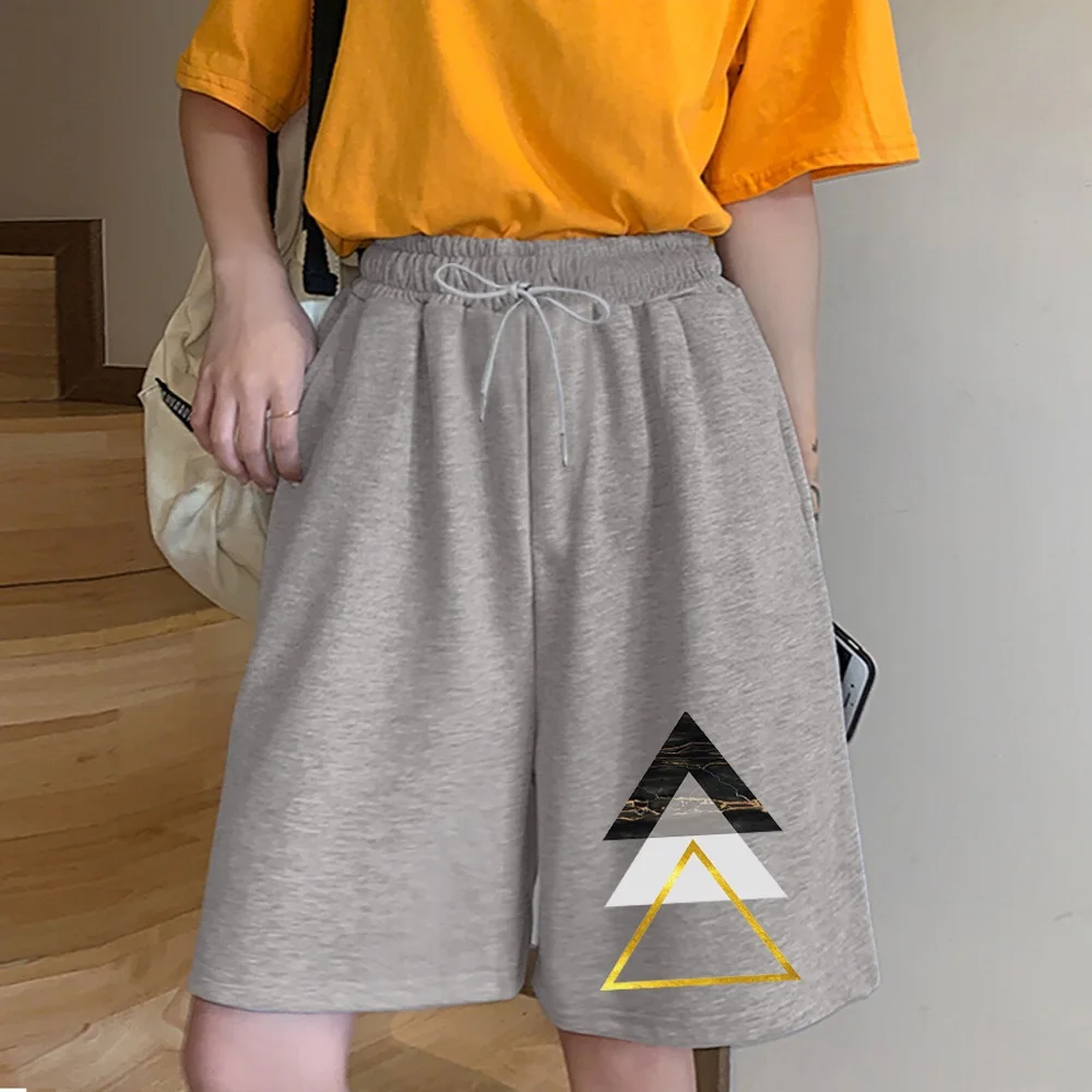 Fashion Ladies Shorts Casual Harajuku Loose Shorts Personality Shape Printing Series Student Elastic Belt Cropped Pants