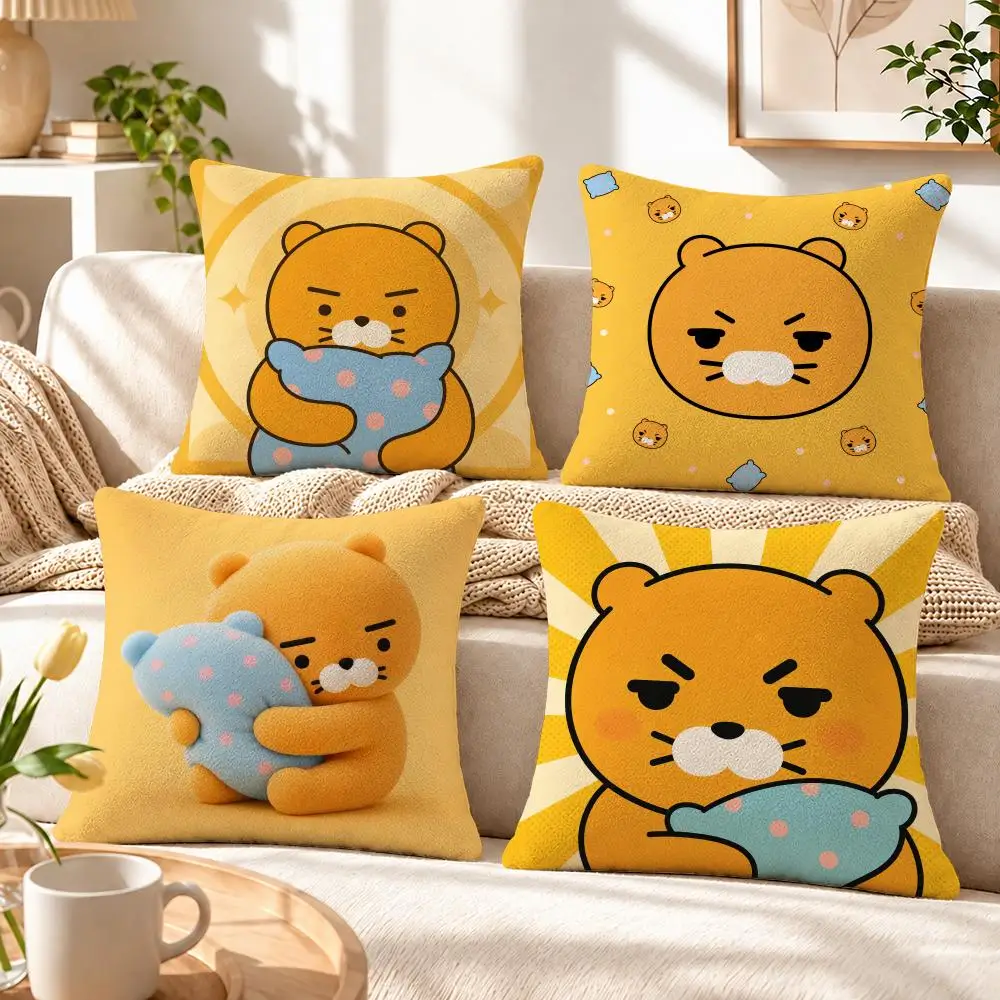 Character Choonsik Cushion Cover Soft Short‑Plush Pillowcase, Decor for Sofa & Bedroom, Perfect Holiday Gif