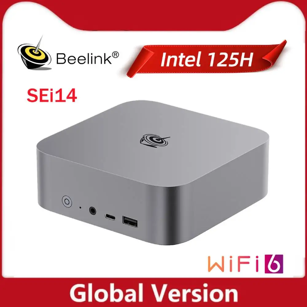 Beelink AI Mini PC SEi14 Intel Core Ultra 5 125H Home Desktop Computer SEi 32GB DDR5 RAM 1TB M.2 NVMe SSD Support HD DP USB-C