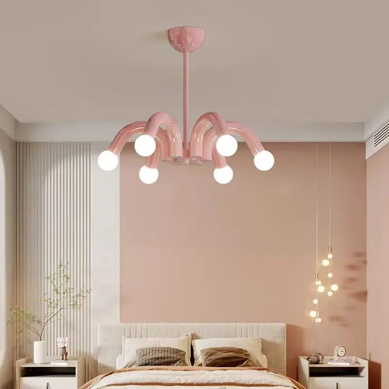 Modern E27 Bulb Pendant Lamp Black Beige Blue Pink Metal Home Art Deco Lighting For Parlor Bedroom Dining Room Dropshipping