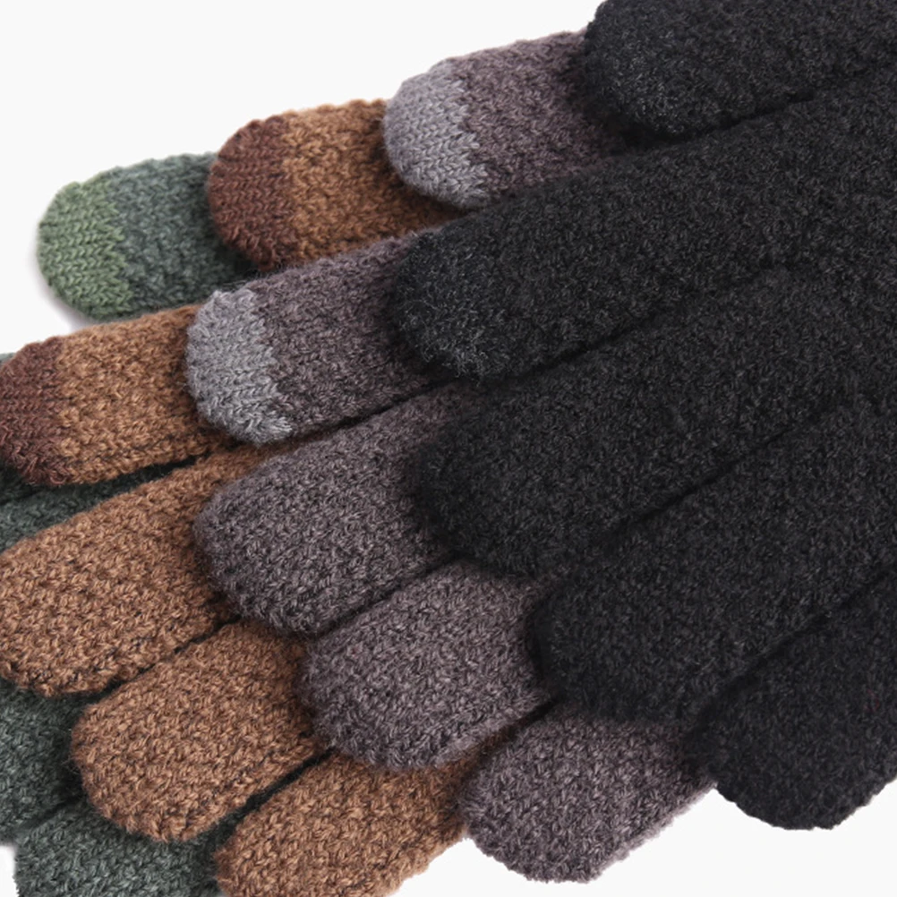 

1 Pair Screen Gloves Winter Outdoor Windproof Fleece Lined Anti-Slip Mittens For Men Cycling Gloves