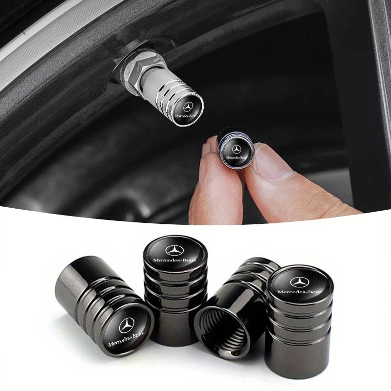 4pcs Car Tire Valve caps Emblem metal Cap Case For Mercedes Benz B/C/E/S Class A Class C200L GLC GLE CLA accessories Car Styling