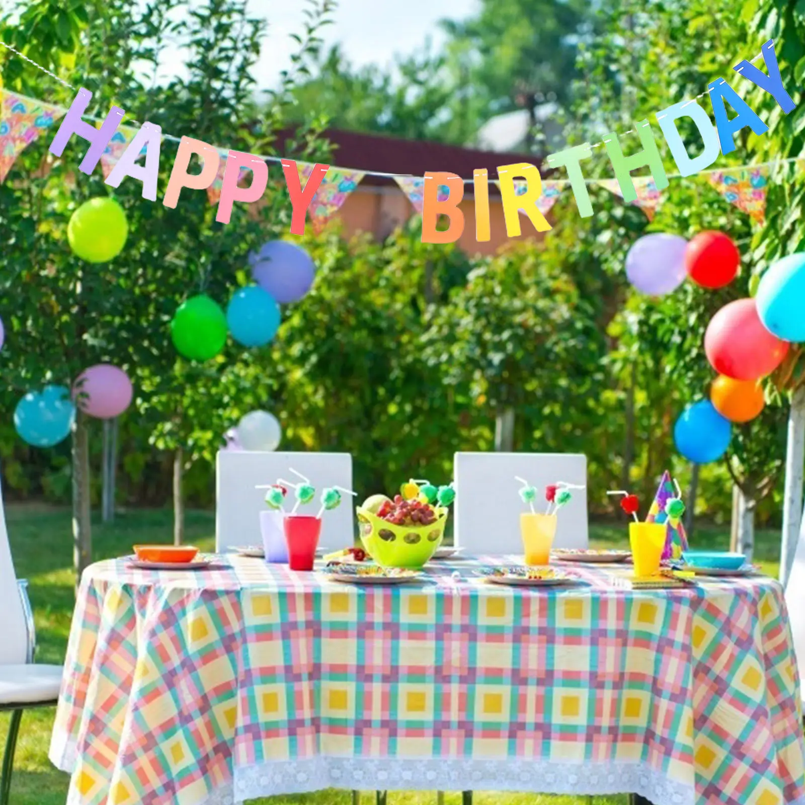 1Set Colorful Happy Birthday Banner Paper Letters Wall Hanging Decoration for Birthday Party Shower Festive Celebration