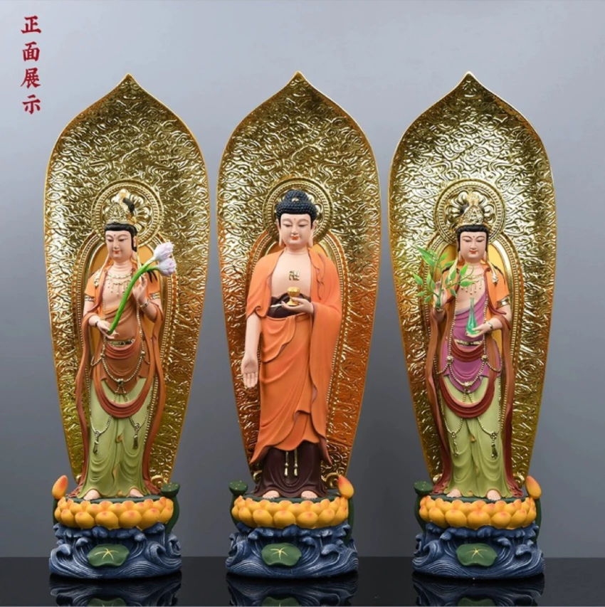 50CM large 3PCS XI FANG SAN SHENG HOME SHOP Good luck God buddha efficacious bless safe health patron saint FENG SHUI statue