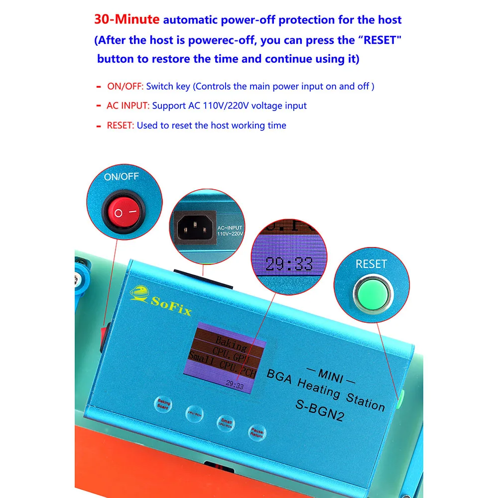 SoFix S-BGN2 Mini BGA Heating Station For Macbook Pro Logic Motherboard Heat Solder Welding T2 Chip Glue Removal Fix Repair Tool