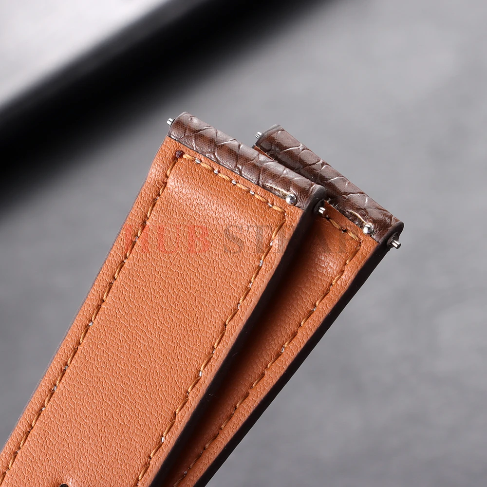 Handmade Snake Pattern Leather Strap 20mm 22mm Black Business Genuine Leather Strap Ultra Thin and Soft Watch Accessories