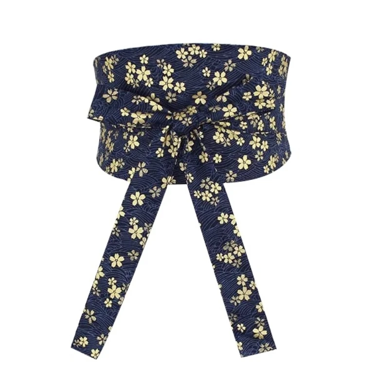 Women's Oversized Bow Obi Belt  Kimono Waistband Lace-Up Brocade Corset Wrap Floral Print Multi-Color Patterned Fabric Sash
