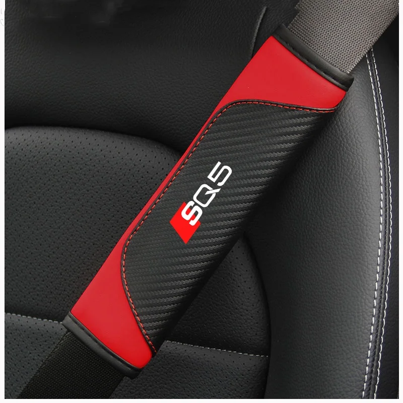 2Pcs Car Seat Belt Cover Shoulder Protection Pads For Audi SQ3 SQ5 SQ7 Auto Interior Decoration Accessories