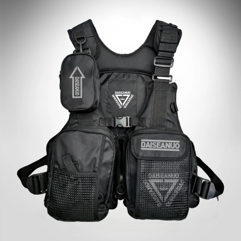 Daiseanuo Men Professional Multi-functional Life Fishing Vest Outdoor Sports Fishing Tackle Fly Swimming Adjustable Buoyant Vest