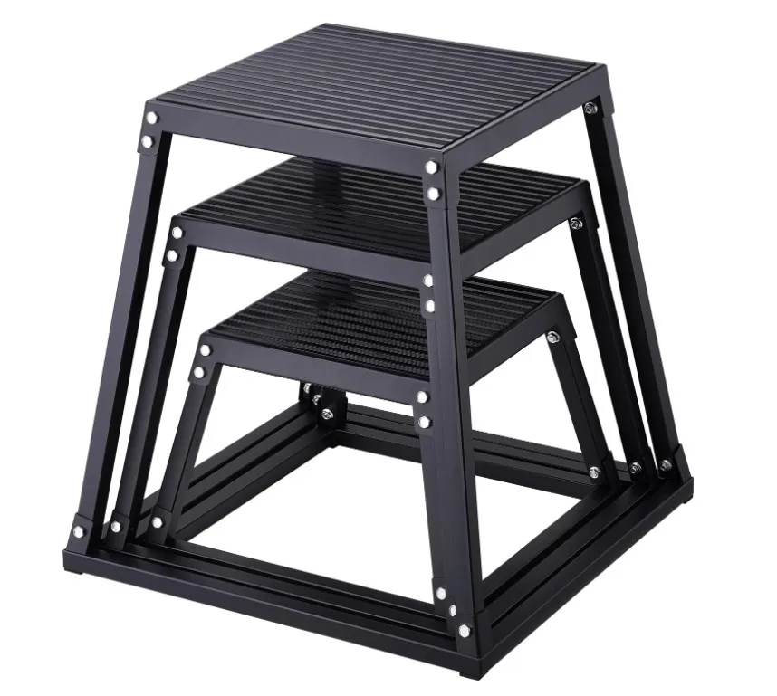 

Metal Plyometric Jumping Box, 12/18/24/30 Inch Steel Plyo Anti-Slip Exercise Step Up Box for Fitness Exercise Home Gym