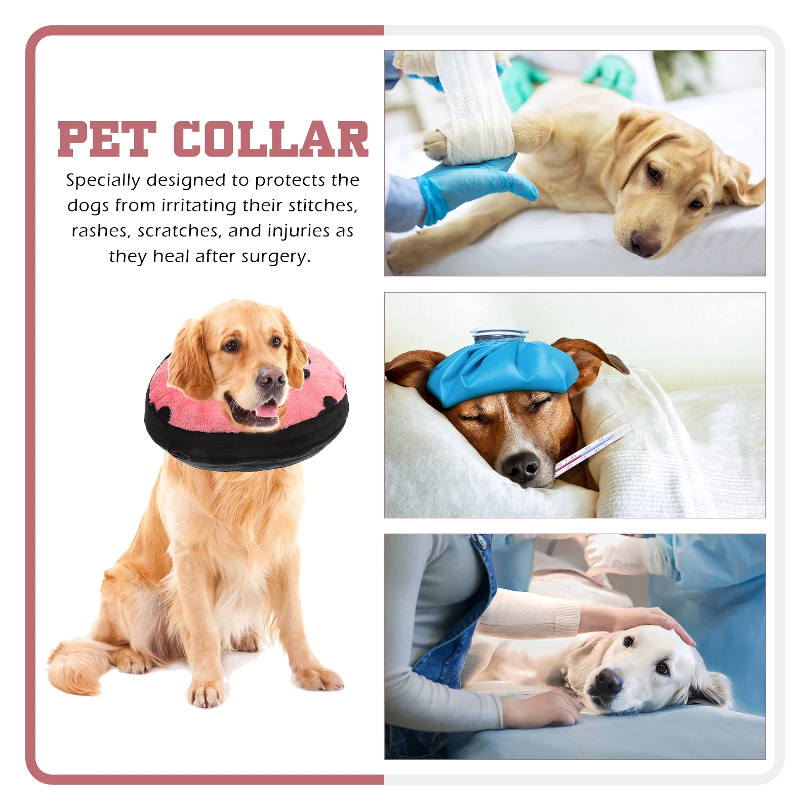 

Inflatable Pet Protection Neck Collar For Dogs Cats Comfortable Recovery Cone Surgical Wound Guard Lightweight