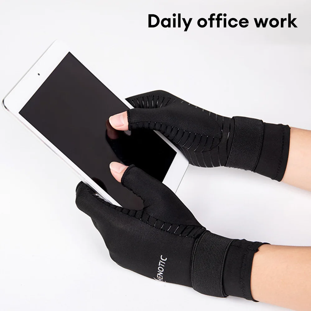 1 Pair Compression Arthritis Gloves With Strap Carpal Tunnel Joint Pain Relief Compression Gloves Wrist Support Pressure Gloves