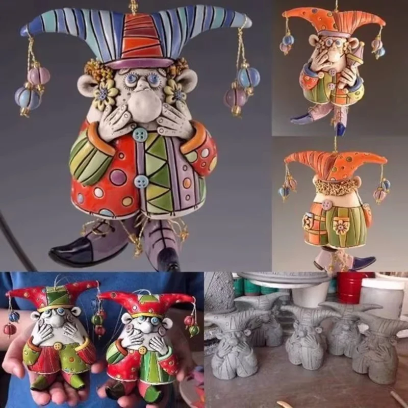 Ornamen Lonceng Angin Badut Halloween Ornamen Taman Luar Ruangan Hadiah Dekoratif Resin