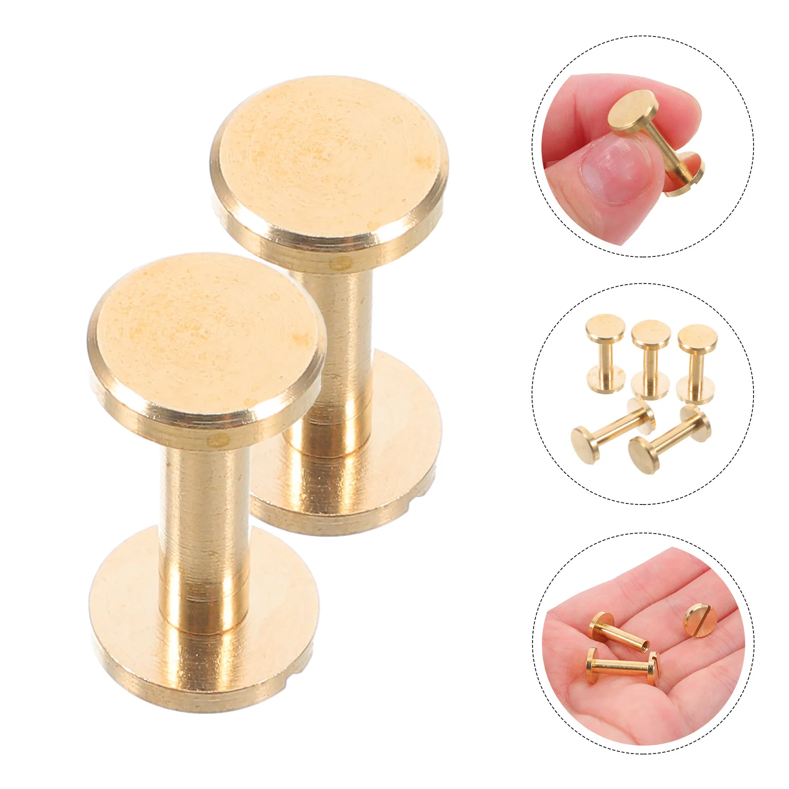 

10Pcs Brass Flat Head Rivet Studs Kit Screw Back Binding Rivets Leathercraft Belts Handbags DIY Accessories Tack Screws Wallet