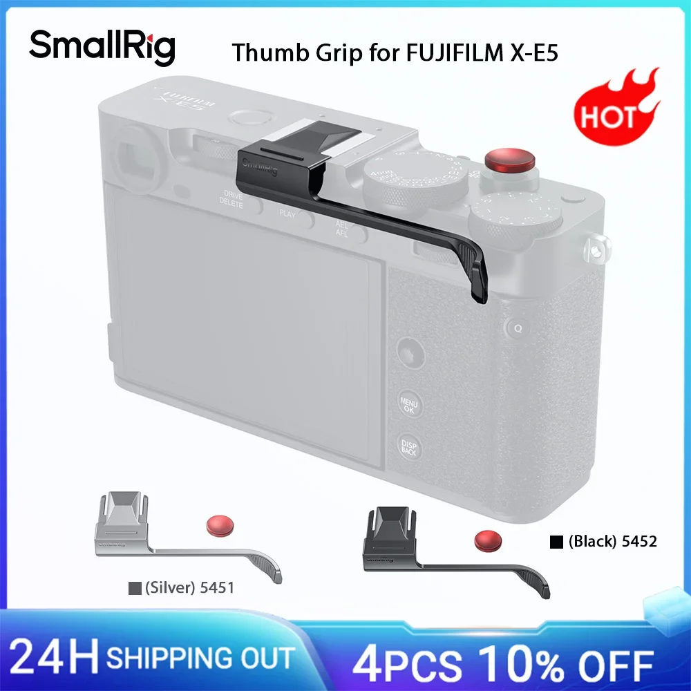 

SmallRig X-E5 Thumb Grip for FUJIFILM X-E5, Silver/Black w Shutter Release Button Silicone Pads Enhance the Grip Improve Safety