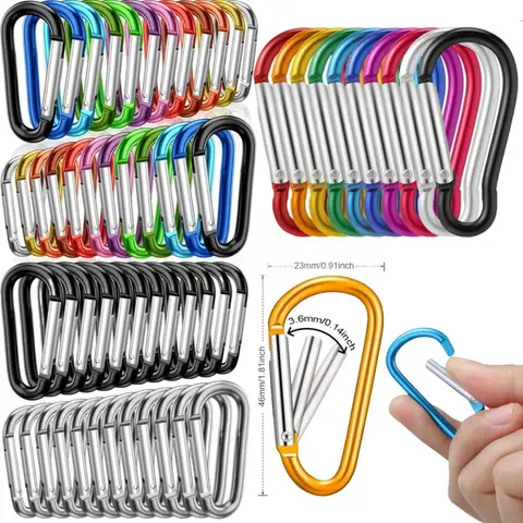 Bilashmart 100Pcs New Aluminum Alloy Carabiner Outdoor Spring Snap Clip Water Bottle Hooks Keychain Climbing Camping Hiking Quickdraws Tool