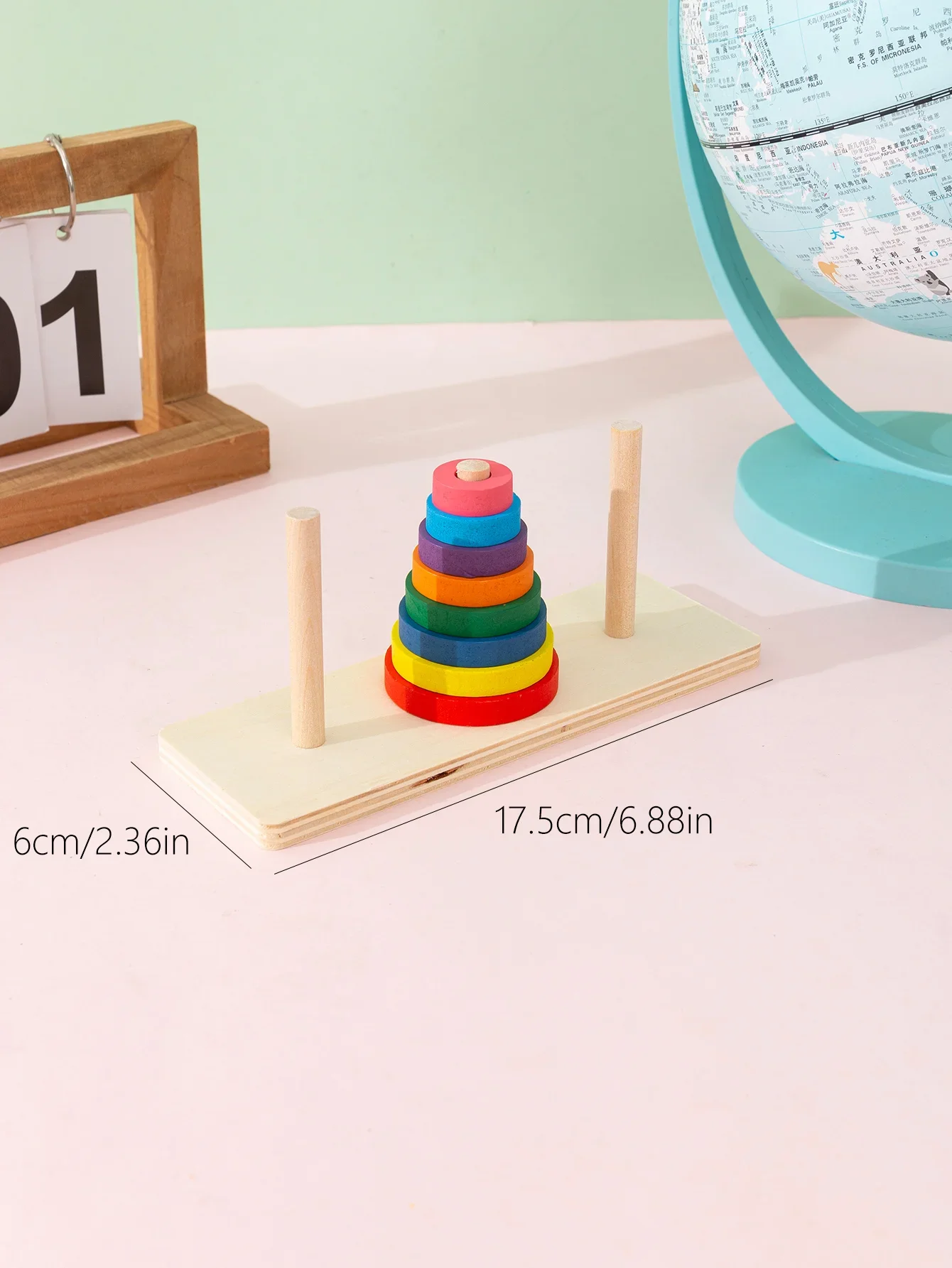 Drewniana tęcza do układania pierścieni, zabawka edukacyjna Montessori, gra geometryczna z kolorami i kształtami dla dzieci.