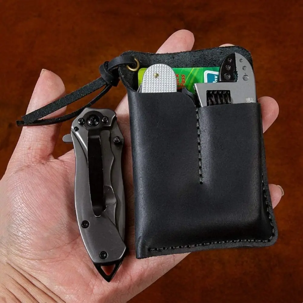 

Genuine Leather Leather EDC Organizer Black/Brown Belt Clip Outdoor Tool Pouch Handmade Multifunctional EDC Pouch Pocket