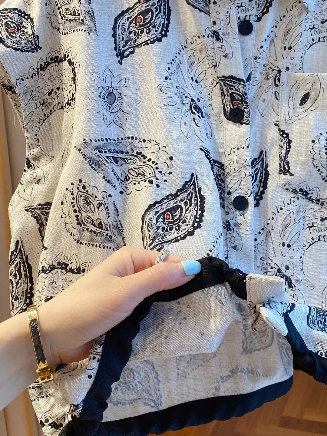 ay Svel Printed irt Women's High-End Summer New Sle Faion Sensation Top European Goods  Collar Regular Length