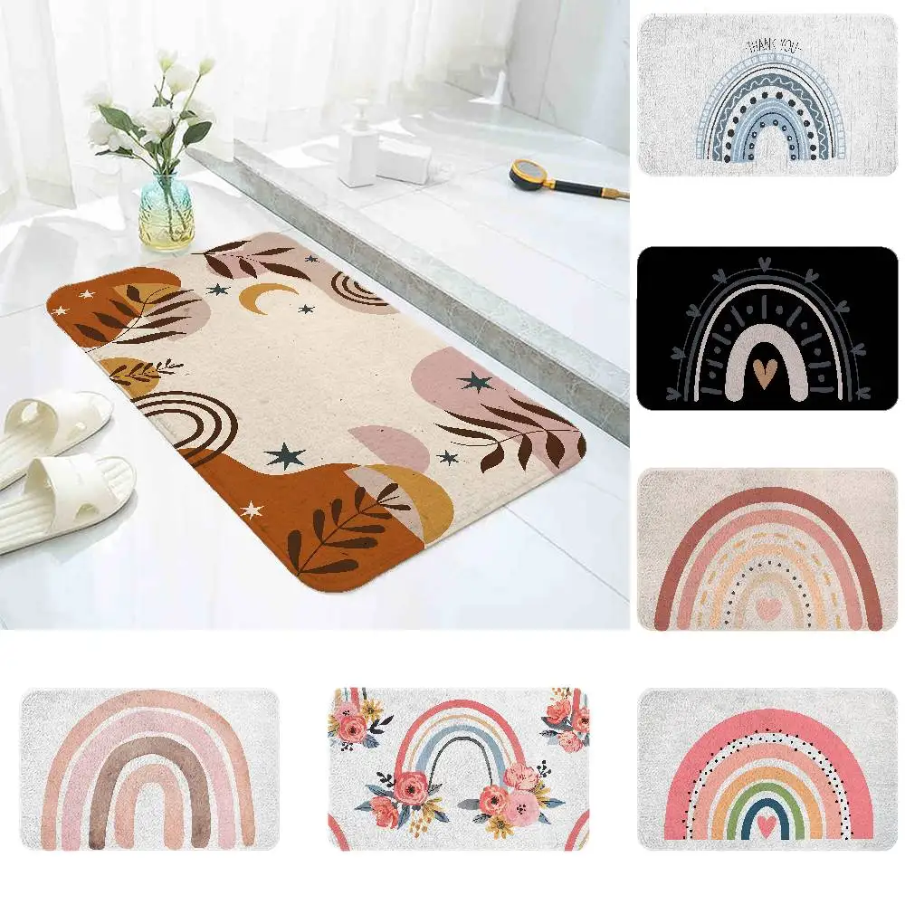 

Artistic Boho Rainbow Home Durable Floor Mat for Entrance Bedroom Washroom Bathroom Doorways Absorbent Non-Slip Foot Mats