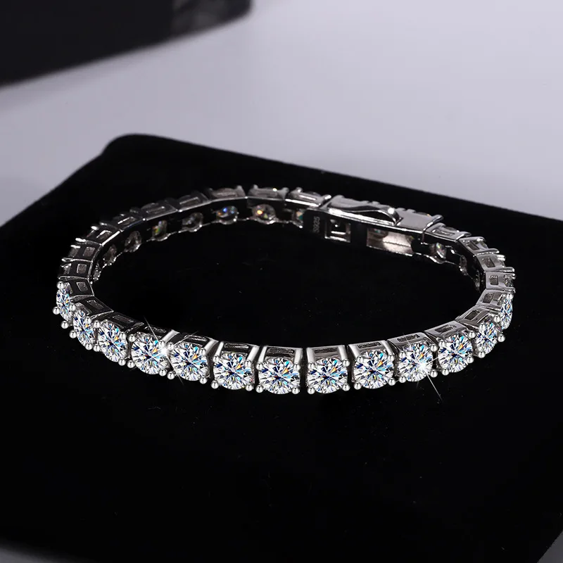 سوار نسائي من البلاتين PT950 قابل للتعديل على طراز التنس مع مويسانيتي 10Pts 30Pts 50Pts 15cm-19cm