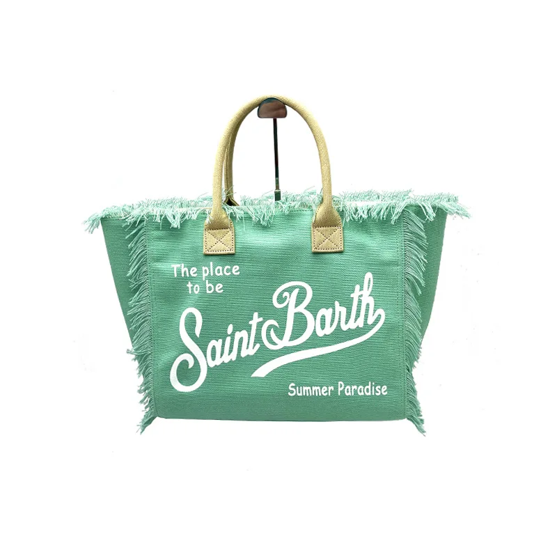 Sac à main en toile avec pompon pour femme, sac à main de voyage décontracté, sac fourre-tout initié à la fermeture éclair, grande capacité, fait main, nouveau