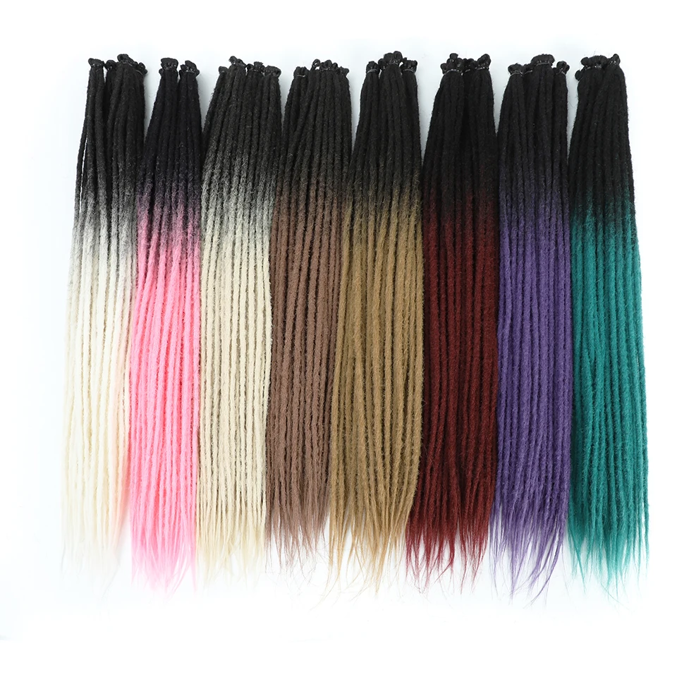 24" Handmade Dreadlocks Extension Ombre Color Soft Synthetic Crochet Hair Super Long Dread Extensions Reggae Style for Women