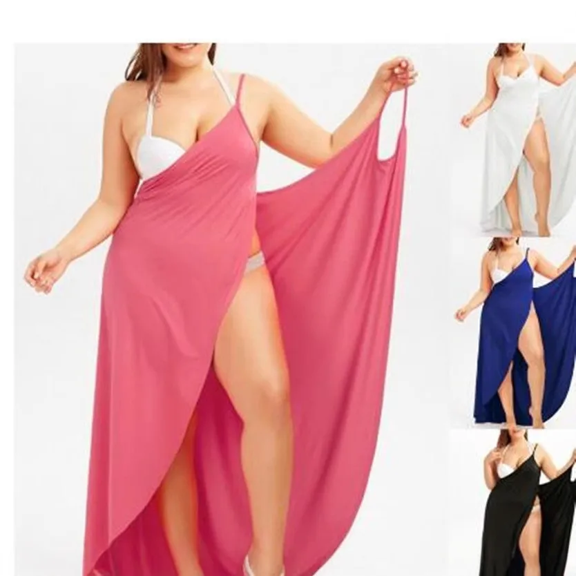 Mid Waist Slim Fit Camisole Streetwear with Spaghetti Strap Sleeveless Long Skirt Maxi Length Edgy Street Spring Women Swimsuit