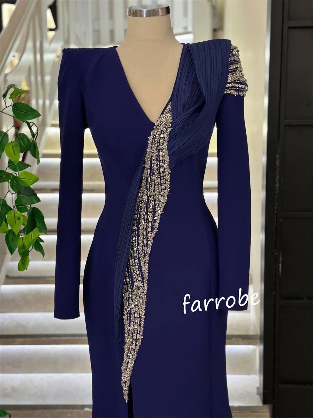 Vestidos largos con cuello en V y trompeta con lentejuelas, Jersey a juego personalizado, ocasión a medida, alta calidad exquisita