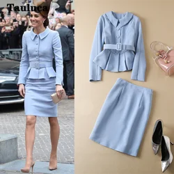 Kate Middleton outfit elegante Blazer Top gonna a matita abiti per le donne Office Lady Wear abiti Casual formali set di due pezzi