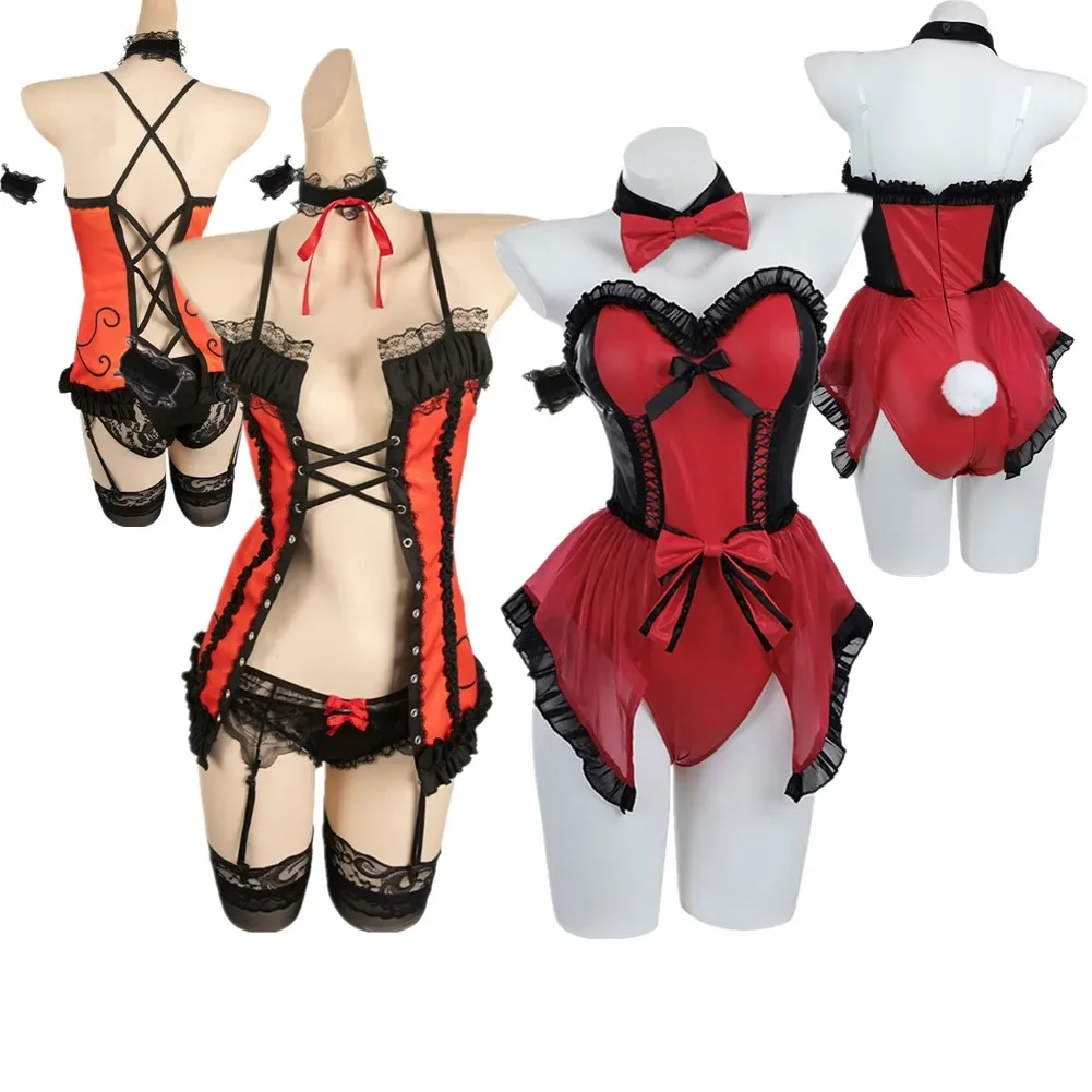 

Women DATE Anime A LIVE Tokisaki Kurumi Cosplay Costume Adult Bunny Halloween Girls Jumpsuit Wig Outfits Carnival Party Suit