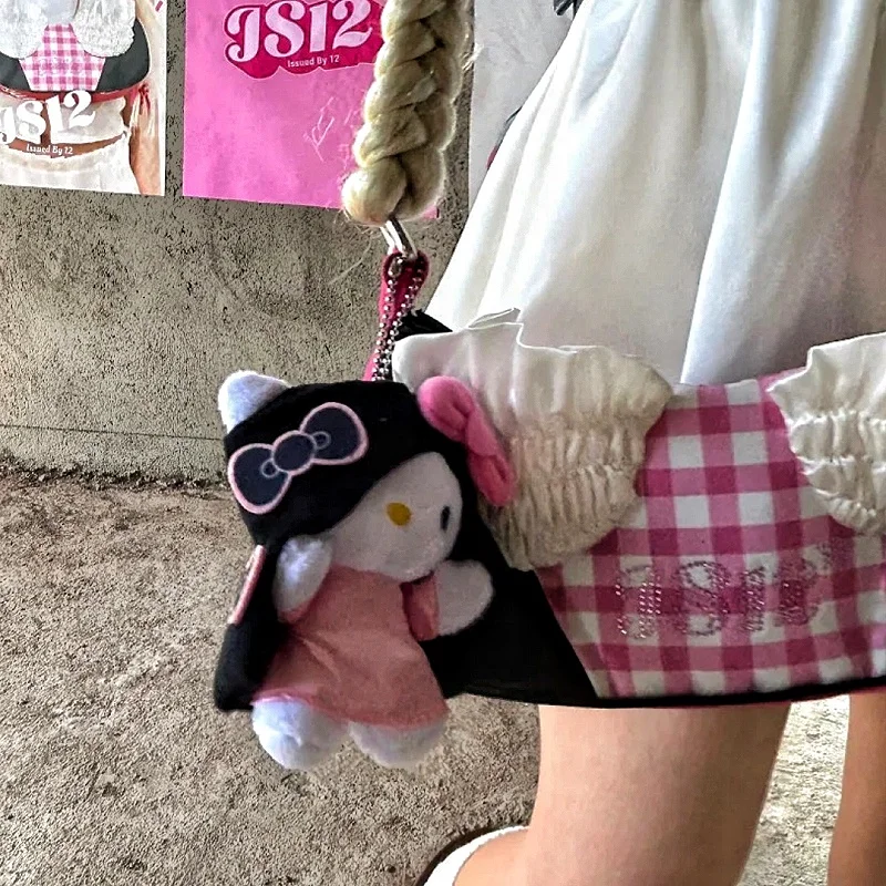 Miniso Sadako Hello Kitty Doll Black Leather Pendant Hawaiian Bag School Bag And Pendant Series Co Branded Authentic Edition