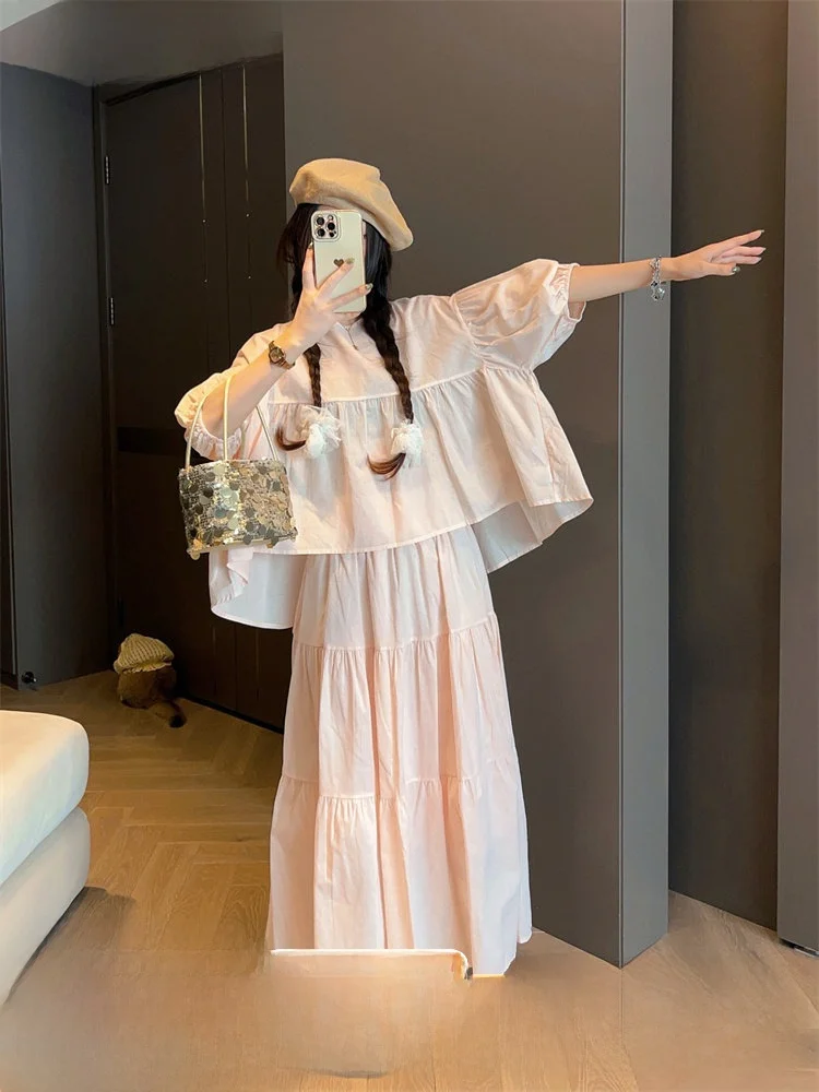 

Легкий дышащий летний комплект-двойка: топ и юбка для женщин, повседневный, свободный, стройнящий, модный