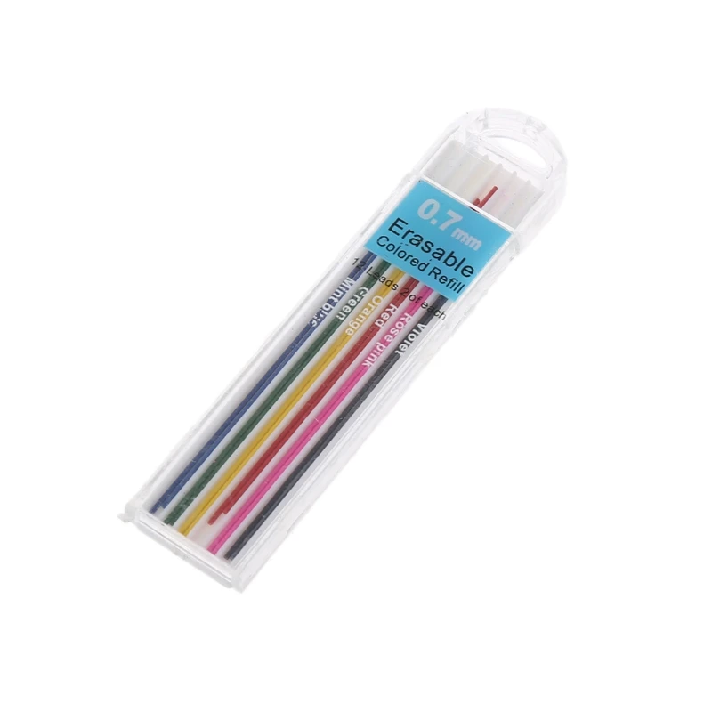 1 กล่อง 0.7 มม.สีเติมดินสอ Erasable นักเรียนเครื่องเขียน