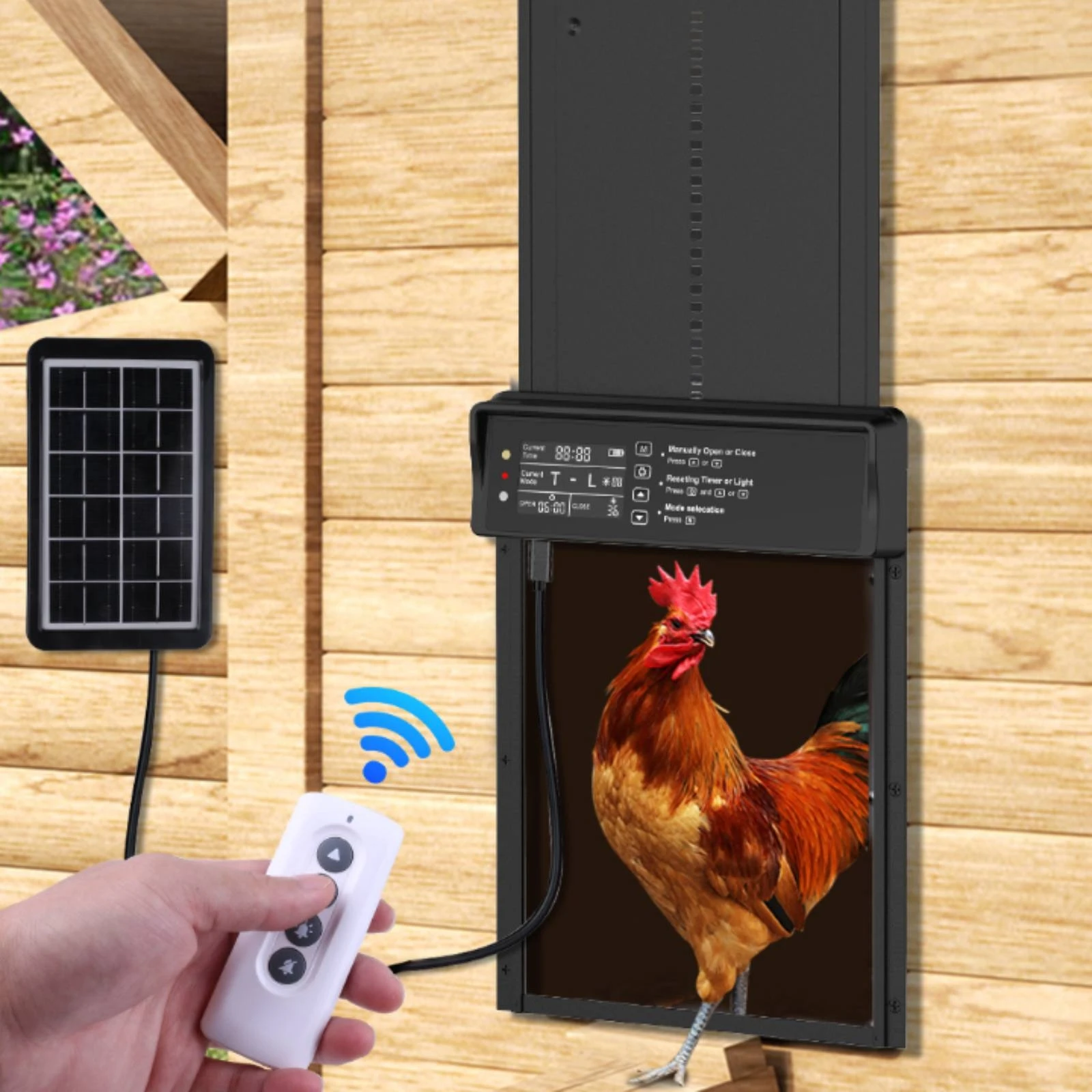 Automatic Chicken Coop Door Programmable Automatic Coop Door with Solar Panel Rechargeable Long-Lasting for Backyard Breeders