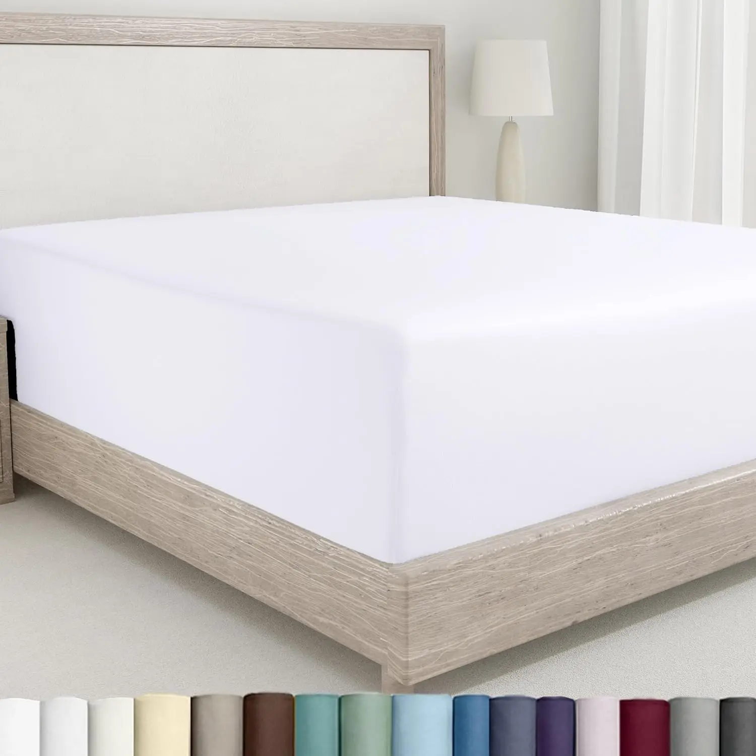 

King Size Fitted Sheet White, 100% Cotton 400 Thread Count Sateen, Deep Pockets, Durable Fitted Sheet Only