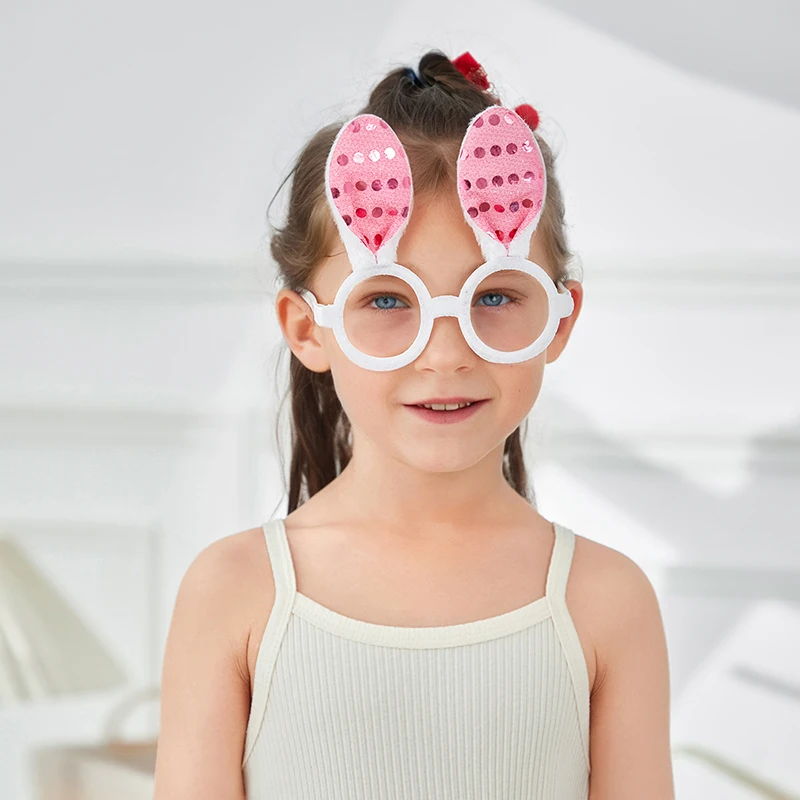 Opaska na głowę z króliczkiem wielkanocnym z okularami, śmieszne rekwizyty do fotobudki na przyjęcia dla dzieci, akcesoria do kostiumów wielkanocnych
