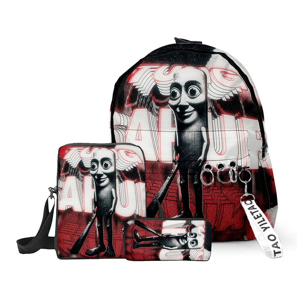 Hip Hop Popular New tungtungtung 3D Print 3pcs/Set pupil School Bags Laptop Daypack Backpack Inclined shoulder bag Pencil Case