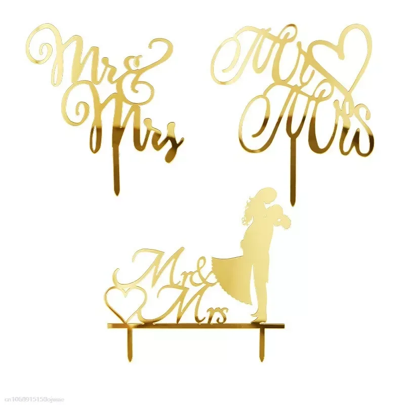 MR&MRS Acrylic Wedding & Engagement Cake Topper Lover Valentine's Day Baking Decoration You&me Anniversary Cake Party Favors