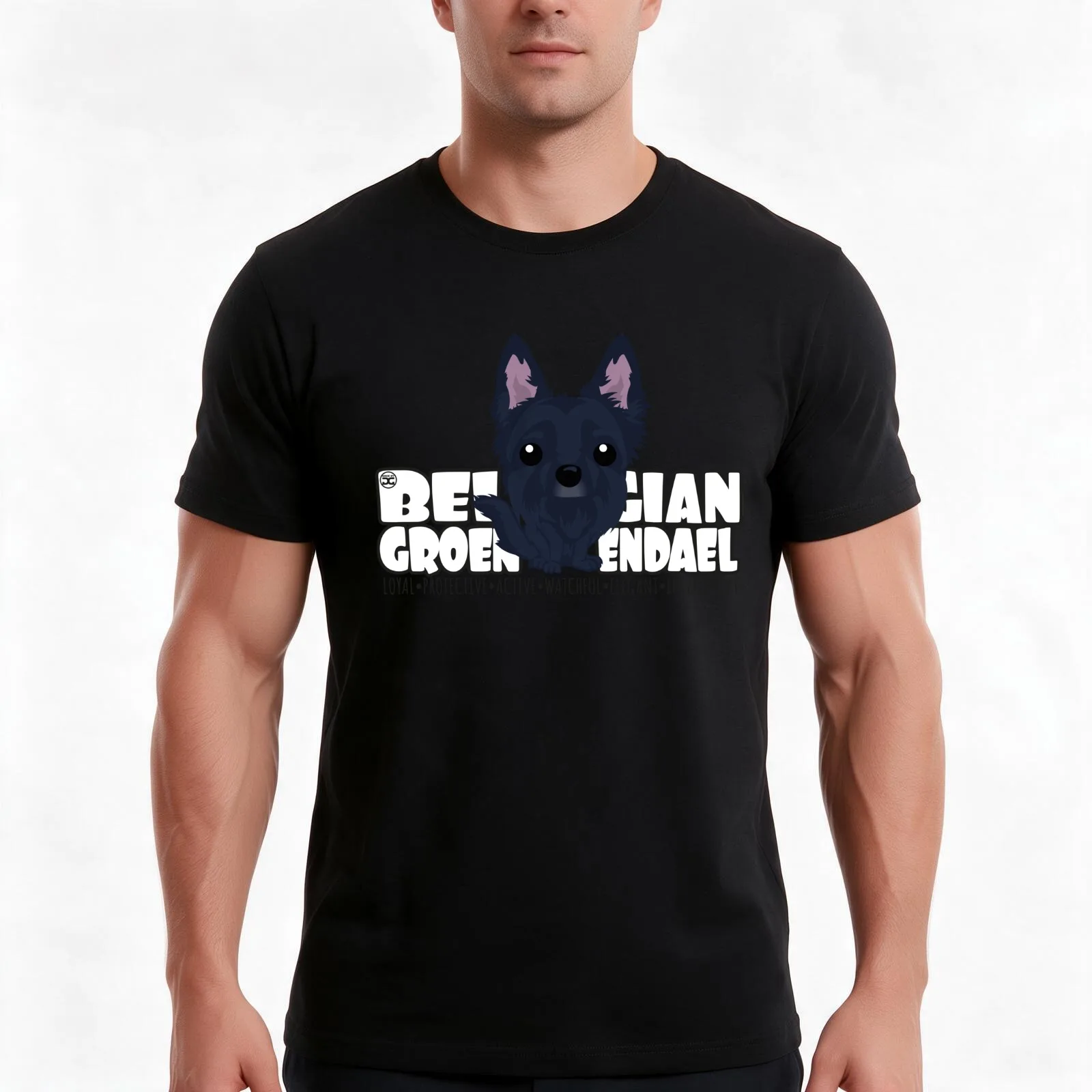 Belgian Groenendael - DGBigHead T-Shirt, Summer Casual Cotton Tee, Oversized Streetwear Tops, Vintage Graphic Print, 100% Cotton