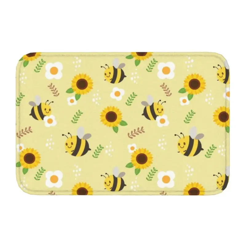 Personalized Cute Bumble Bee Sunflower Doormat Mat Anti-Slip Bumblebee Kitchen Bath Bedroom Rug Carpet 40*60cm