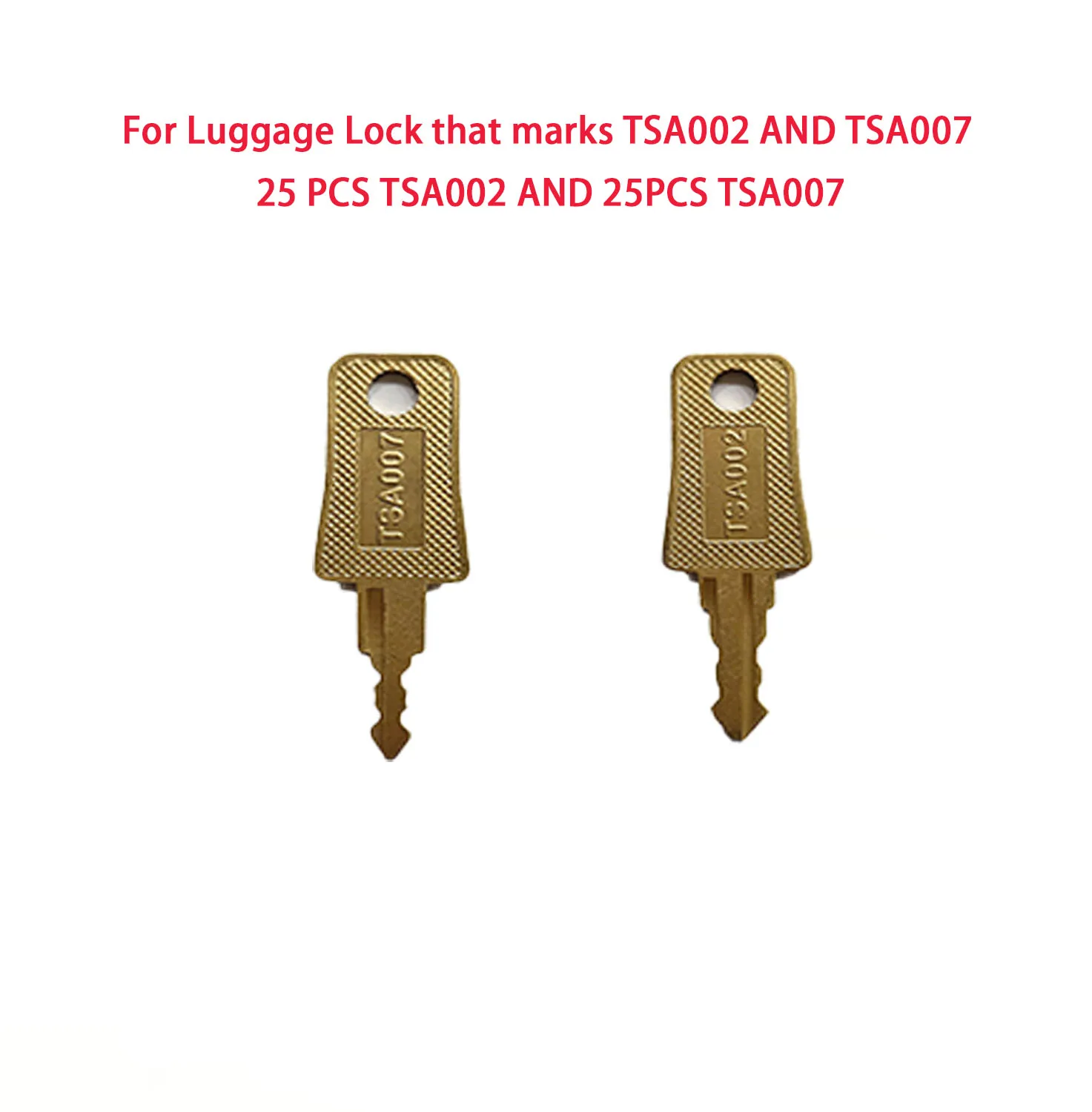 TSA 002 TSA 007 Key, TSA007 TSA002 Master Luggage Lock Keys Compatible with Luggage Suitcase Password Locks Copper, Pack of 50