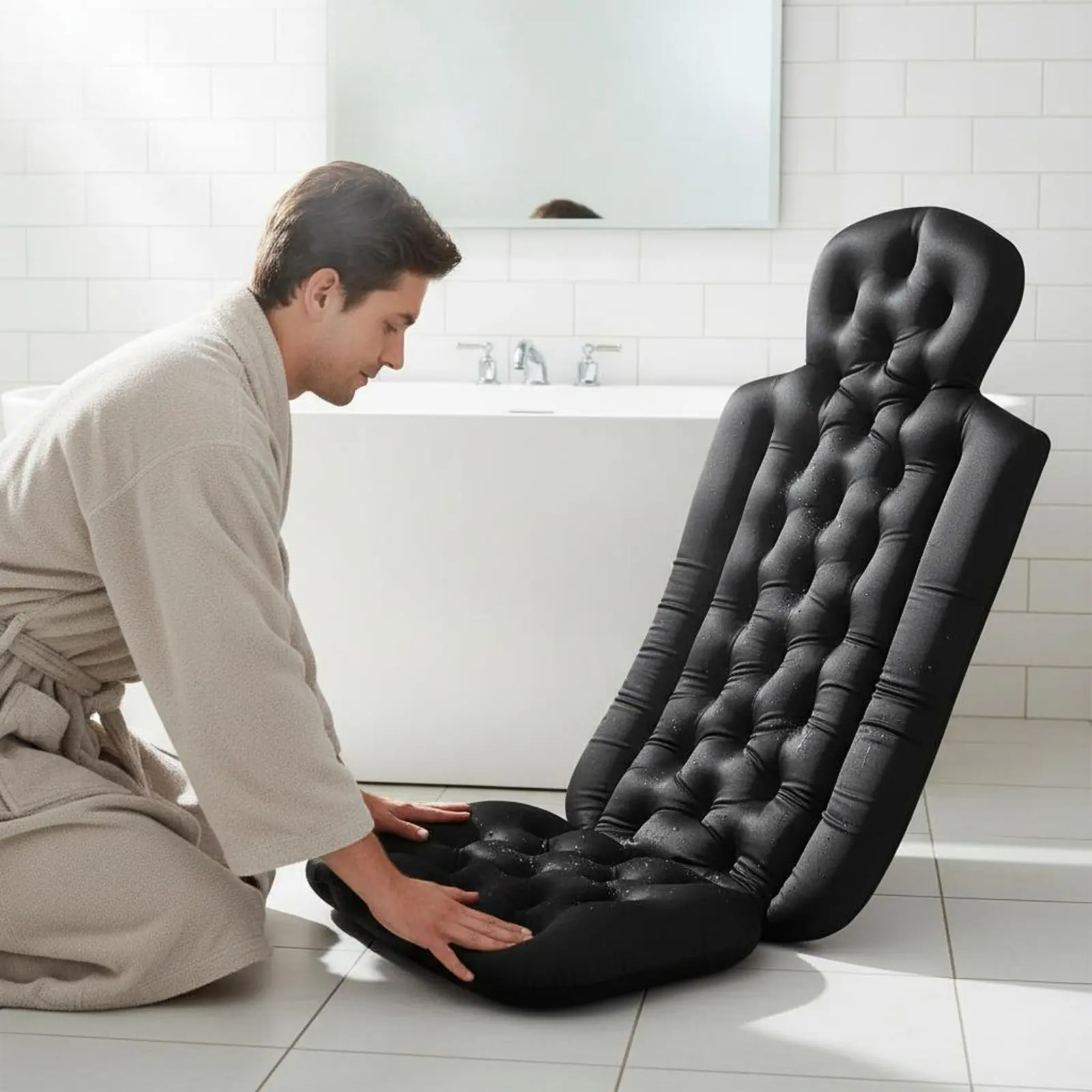 

Полноразмерный противоскользящий коврик для ванной с присосками, утолщенный, с дополнительной мягкой подкладкой