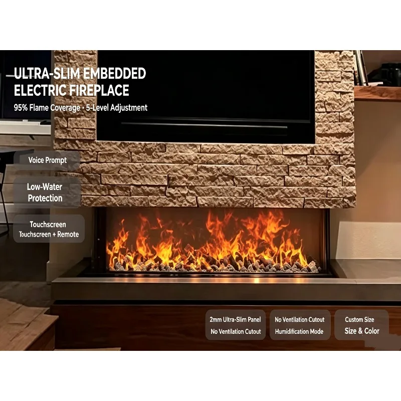 Modern LED Electric Water Vapor Fireplace Insert Built-In Installation English For Indoor Home Use Hotels/Apartments