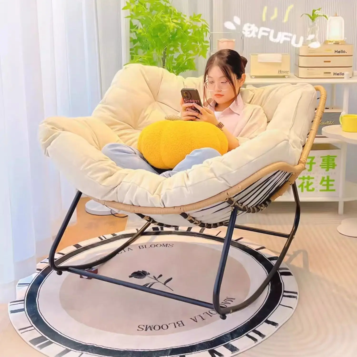 Rocking Chair Rocking Chair Reclining Chair Adult Balcony Home Leisure Lazy Sofa Living Room Single Sofa Internet celebrity